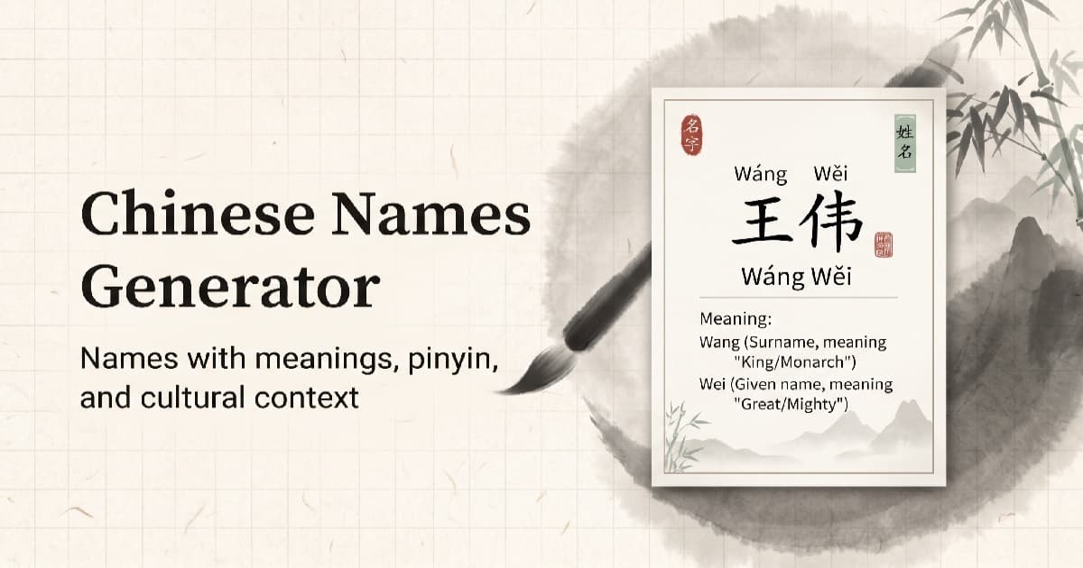 Contoh nama Cina dengan karakter, pinyin, dan arti